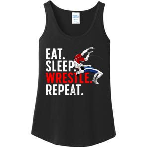 Eat Sleep Wrestle Repeat Ladies Essential Tank