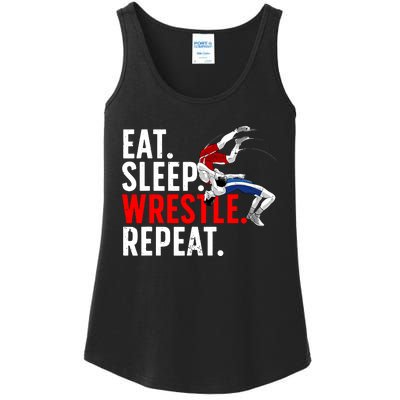 Eat Sleep Wrestle Repeat Ladies Essential Tank