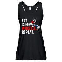 Eat Sleep Wrestle Repeat Ladies Essential Flowy Tank