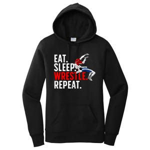 Eat Sleep Wrestle Repeat Women's Pullover Hoodie