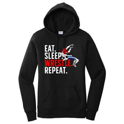 Eat Sleep Wrestle Repeat Women's Pullover Hoodie