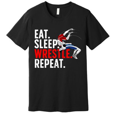 Eat Sleep Wrestle Repeat Premium T-Shirt