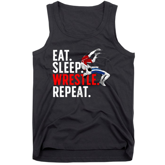 Eat Sleep Wrestle Repeat Tank Top