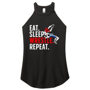 Eat Sleep Wrestle Repeat Women's Perfect Tri Rocker Tank