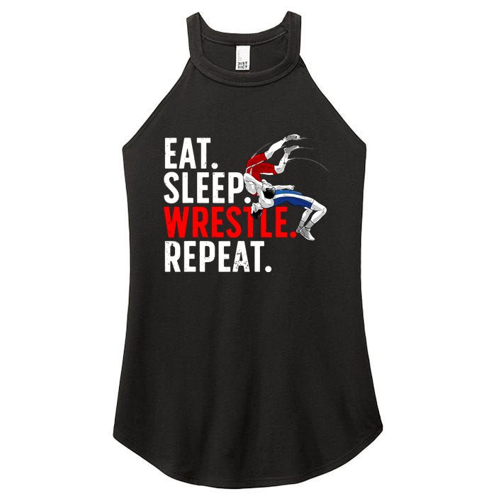 Eat Sleep Wrestle Repeat Women’s Perfect Tri Rocker Tank