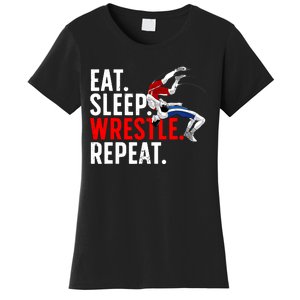 Eat Sleep Wrestle Repeat Women's T-Shirt