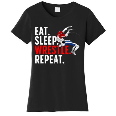 Eat Sleep Wrestle Repeat Women's T-Shirt