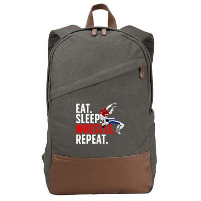 Eat Sleep Wrestle Repeat Cotton Canvas Backpack