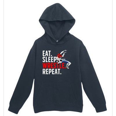 Eat Sleep Wrestle Repeat Urban Pullover Hoodie