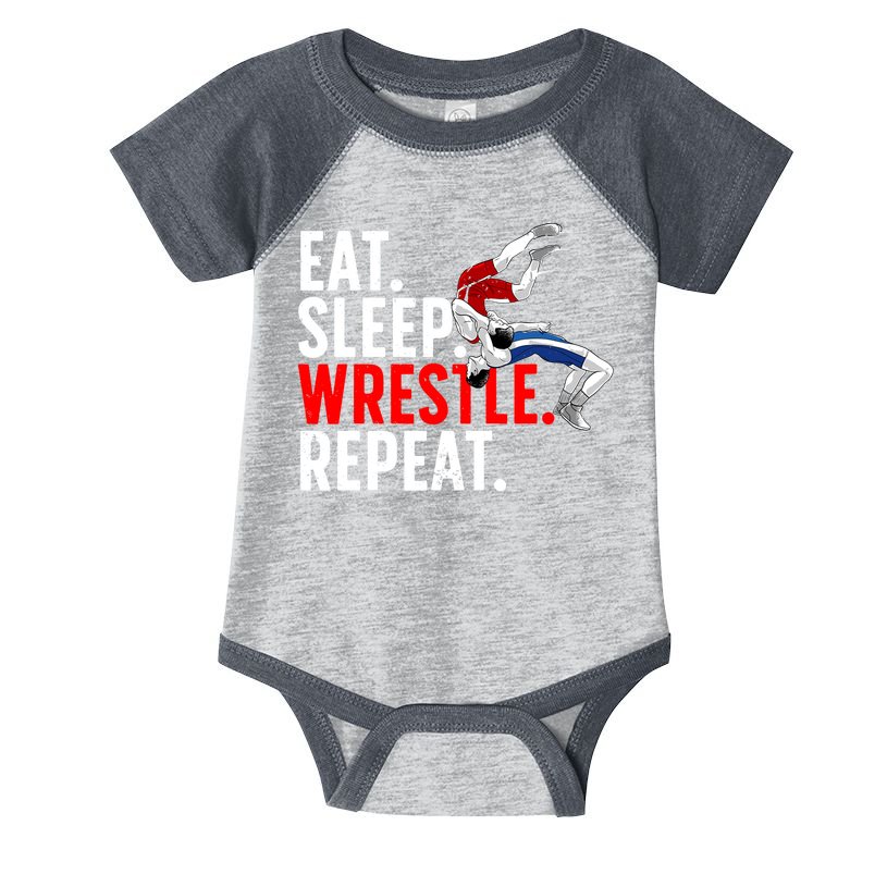 Eat Sleep Wrestle Repeat Infant Baby Jersey Bodysuit