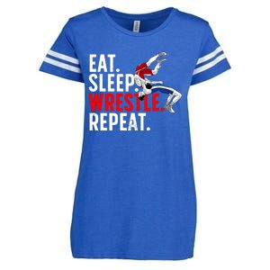 Eat Sleep Wrestle Repeat Enza Ladies Jersey Football T-Shirt