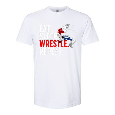 Eat Sleep Wrestle Repeat Softstyle® CVC T-Shirt