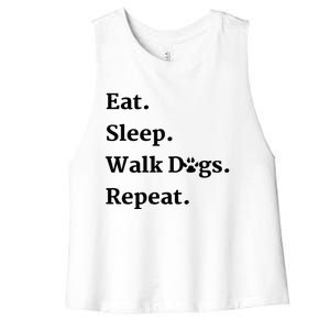 Eat Sleep Walk Dogs Repeat Dog Walker Women's Racerback Cropped Tank