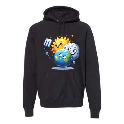 Earth Selfie With Moon And Sun Premium Hoodie