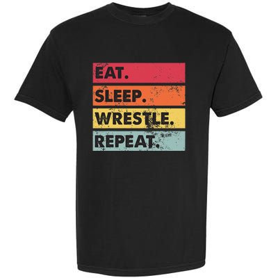 Eat Sleep Wrestle Repeat Funny Wrestling Wrestler  Garment-Dyed Heavyweight T-Shirt