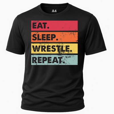 Eat Sleep Wrestle Repeat Funny Wrestling Wrestler  Cooling Performance Crew T-Shirt