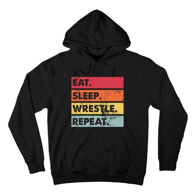 Eat Sleep Wrestle Repeat Funny Wrestling Wrestler  Hoodie