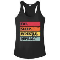 Eat Sleep Wrestle Repeat Funny Wrestling Wrestler  Ladies PosiCharge Competitor Racerback Tank