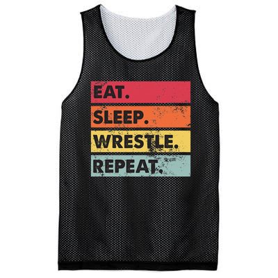 Eat Sleep Wrestle Repeat Funny Wrestling Wrestler  Mesh Reversible Basketball Jersey Tank