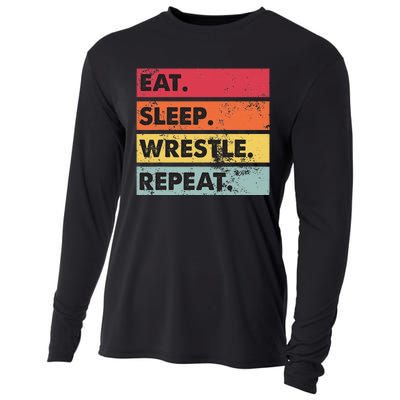 Eat Sleep Wrestle Repeat Funny Wrestling Wrestler  Cooling Performance Long Sleeve Crew