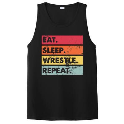 Eat Sleep Wrestle Repeat Funny Wrestling Wrestler  PosiCharge Competitor Tank