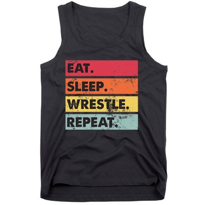 Eat Sleep Wrestle Repeat Funny Wrestling Wrestler  Tank Top