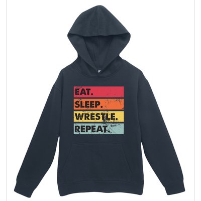 Eat Sleep Wrestle Repeat Funny Wrestling Wrestler  Urban Pullover Hoodie