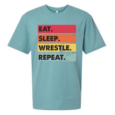 Eat Sleep Wrestle Repeat Funny Wrestling Wrestler  Sueded Cloud Jersey T-Shirt