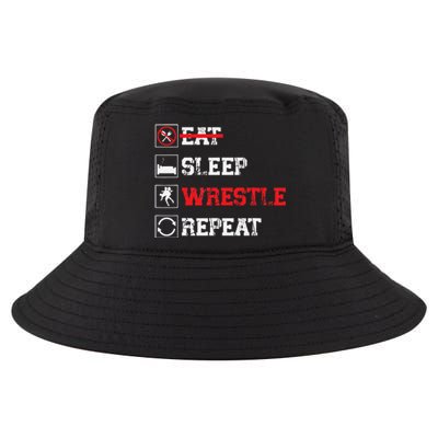 Eat Sleep Wrestle Repeat Funny Wrestling Wrestler  Cool Comfort Performance Bucket Hat