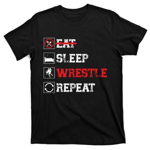 Eat Sleep Wrestle Repeat Funny Wrestling Wrestler  T-Shirt