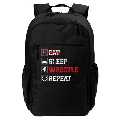 Eat Sleep Wrestle Repeat Funny Wrestling Wrestler  Daily Commute Backpack