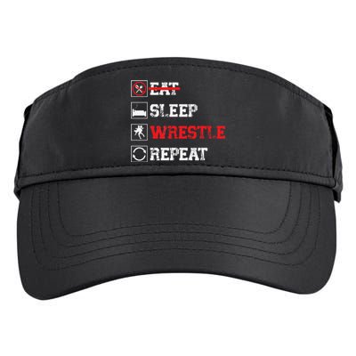 Eat Sleep Wrestle Repeat Funny Wrestling Wrestler  Adult Drive Performance Visor