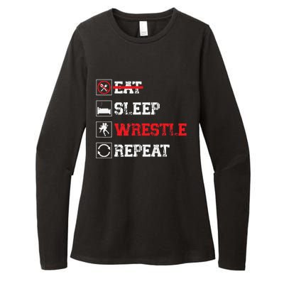 Eat Sleep Wrestle Repeat Funny Wrestling Wrestler  Womens CVC Long Sleeve Shirt