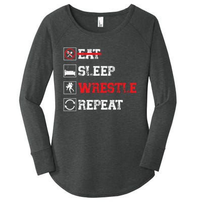 Eat Sleep Wrestle Repeat Funny Wrestling Wrestler  Women's Perfect Tri Tunic Long Sleeve Shirt