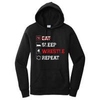 Eat Sleep Wrestle Repeat Funny Wrestling Wrestler  Women's Pullover Hoodie