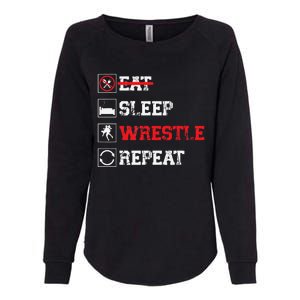 Eat Sleep Wrestle Repeat Funny Wrestling Wrestler  Womens California Wash Sweatshirt