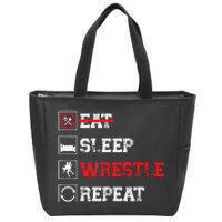 Eat Sleep Wrestle Repeat Funny Wrestling Wrestler  Zip Tote Bag