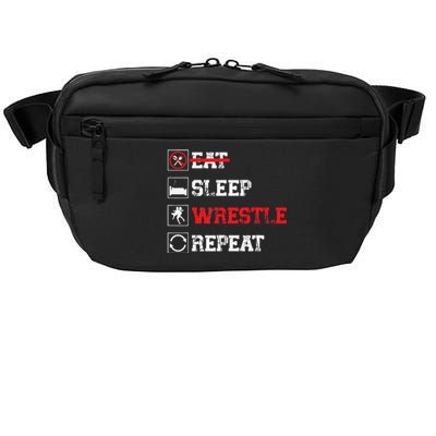 Eat Sleep Wrestle Repeat Funny Wrestling Wrestler  Crossbody Pack