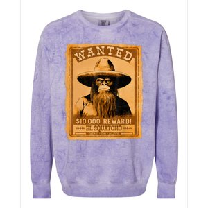 El Squatcho Wanted Poster – Western Bigfoot Funny Sasquatch Colorblast Crewneck Sweatshirt