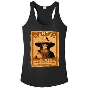 El Squatcho Wanted Poster – Western Bigfoot Funny Sasquatch Ladies PosiCharge Competitor Racerback Tank