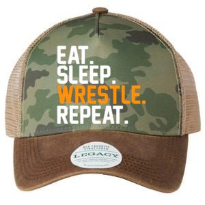 Eat Sleep Wrestle Repeat Wrestling Wrestler Funny Gift Legacy Tie Dye Trucker Hat