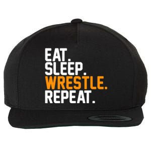 Eat Sleep Wrestle Repeat Wrestling Wrestler Funny Gift Wool Snapback Cap