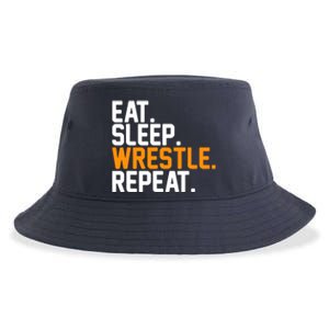 Eat Sleep Wrestle Repeat Wrestling Wrestler Funny Gift Sustainable Bucket Hat