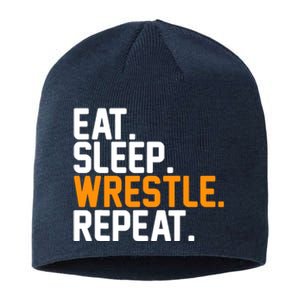 Eat Sleep Wrestle Repeat Wrestling Wrestler Funny Gift Sustainable Beanie