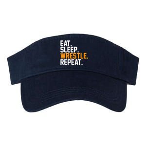 Eat Sleep Wrestle Repeat Wrestling Wrestler Funny Gift Valucap Bio-Washed Visor