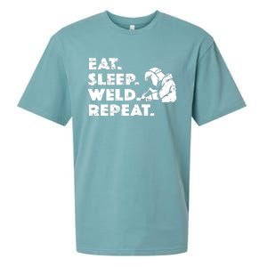 Eat Sleep Weld Repeat Funny Welder Sueded Cloud Jersey T-Shirt