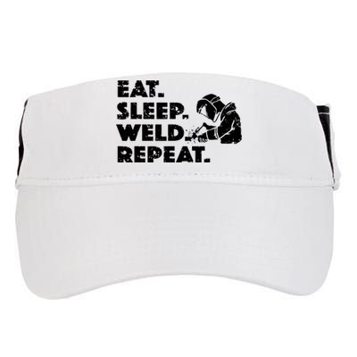 Eat Sleep Weld Repeat Funny Welder Adult Drive Performance Visor