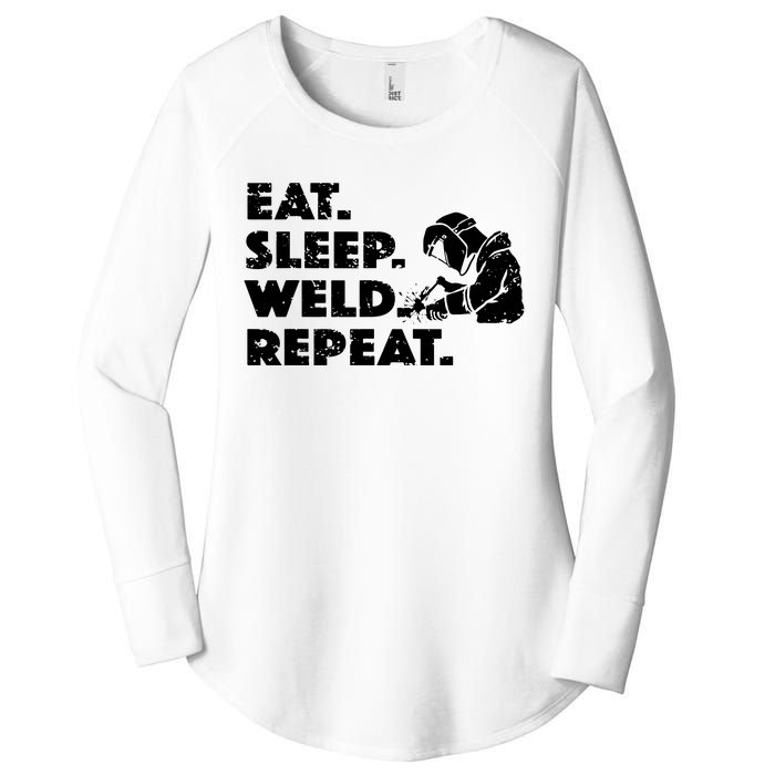 Eat Sleep Weld Repeat Funny Welder Women's Perfect Tri Tunic Long Sleeve Shirt