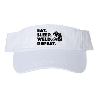 Eat Sleep Weld Repeat Funny Welder Valucap Bio-Washed Visor