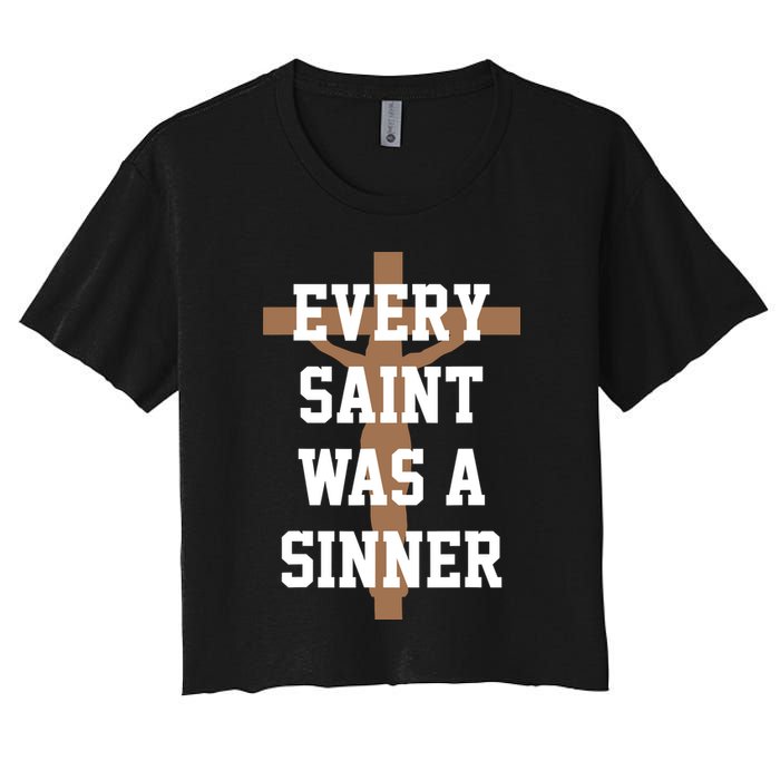 Every Saint Was A Sinner Women's Crop Top Tee